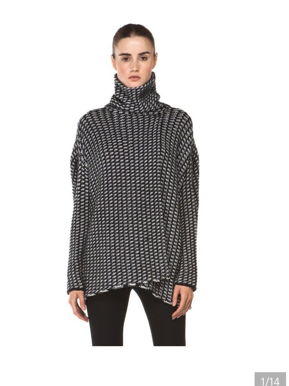 Diane Von Furstenberg Ahiga wool blend tweed turtleneck chunky sweater M/L